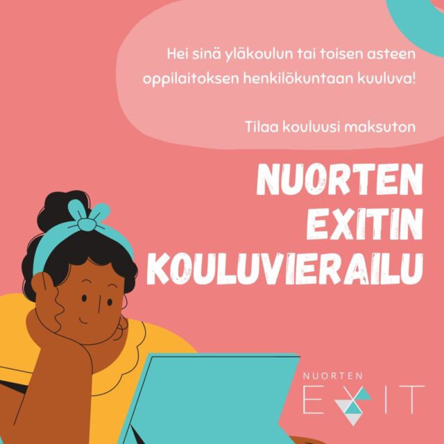 Tilaa koulullesi Nuorten Exitin maksuton kouluvierailu!

Vierailulla käsitellään mm. seksuaalista itsemääräämisoikeutta, omia rajoja ja suostumusta. Vierailuja järjestetään pääasiassa etäyhteydellä, mutta paikkakunnasta ja aikataulusta riippuen pääsemme myös paikanpäälle koululle. Kysy lisää sähköpostilla info@exitry.fi.

#omatrajat #nuortenexit #kouluvierailu #seksuaaliväkivalta #suostumus