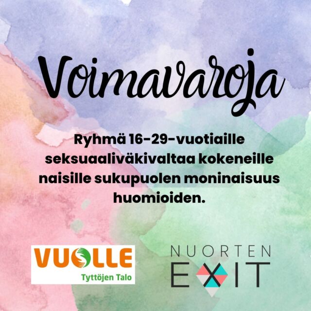 Syksyllä 2024 tarjoamme ryhmämuotoista tukea yhdessä Vuolle Tyttöjen Talo - Oulu kanssa. Ilmoittautuminen avautuu 8.8., otathan matalalla kynnyksellä yhteyttä jos haluat tietää ryhmästä lisää. Lämpimästi tervetuloa mukaan 🩷