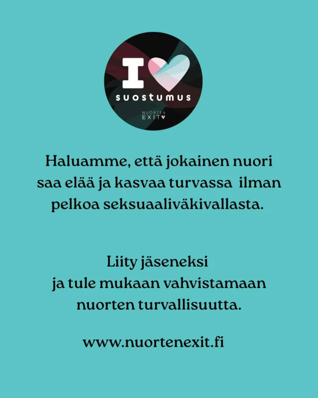 Liity jäseneksemme ja vaikuta nuorten turvallisuuteen! Jäsenhakemuksen löydät nettisivumme alabannerista. 
Lue lisää www.nuortenexit.fi